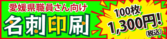 愛媛県職員さん向け名刺印刷100枚1,300円！